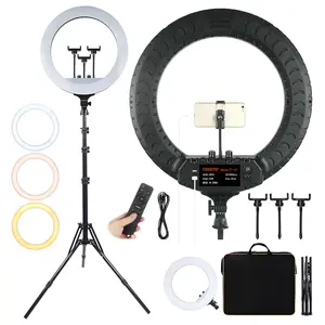 fosoto hot Sales 18 inch LED Ring Light With 3 Rotatable Phone Clips 55W Double Color Temperature With Tripod For YouTube TikTok