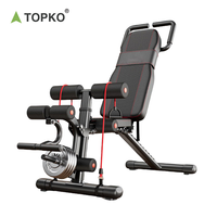 TOPKO Banc d'haltères d'exercice d'haltérophilie pliable multifonctionnel Banc réglable avec bandes de résistance