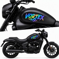 Autocollant de réservoir de moto holographique VORTEX Flame personnalisé : autocollant de réservoir de carburant en vinyle de taille et couleur personnalisées, graphiques imprimés OEM