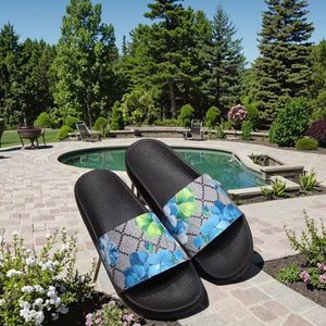 รองเท้าแตะแบรนด์หรูหรา หนังแท้ ลายดอกไม้ สำหรับคู่รัก ใส่เที่ยวทะเล ฤดูร้อน ดีไซน์เนอร์ รองเท้าสไลด์แบบแบน - Product Image 6