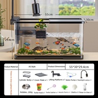 Aquarium cylindrique robuste pour poissons et tortues avec plateforme de basking |   Plastique |   Nettoyage facile |   Utilisation sur le bureau du salon |   2 pièces MOQ Vente en gros