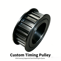 Pulley Timing AT5 AT10 GT2 2GT 18T Gigi Banyak Ukuran Lubang 8mm Lebar Sabuk Aluminium Hitam Anodized CNC Machined Custom Drawing