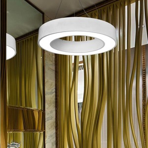Lámpara Colgante de Aluminio con Anillo LED Redondo Negro para Oficina, Tienda, Vestíbulo, Iluminación de Una Sola Cabeza E26 con Interruptor - Product Image 4
