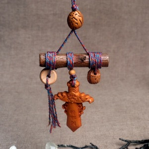 Colgante de madera de durazno con diseño de espada grabada, adorno colgante de cuerda colorida, amuleto de protección portátil, nuevo estilo chino - Product Image 3
