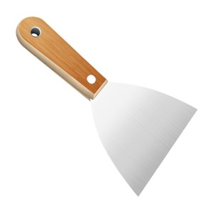 Couteau à mastic en acier inoxydable avec manche en bois, lame de 90 mm, qualité industrielle, type couteau plat, outil de plâtrage - Product Image 1