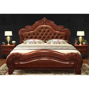 Marco de cama con plataforma de madera doble, marco de cama doble de tamaño King y Queen, de lujo, moderno, con camas con enganche