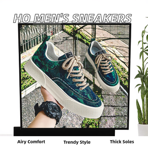 Chaussures en toile à semelle épaisse style sport pour hommes, nouvelle collection 2025, imprimées et respirantes, idéales pour la marche décontractée au printemps, en été et en automne. - Product Image 2