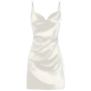 Abito estivo elegante tinta unita senza schienale <span class=keywords><strong>abiti</strong></span> da sera corti senza maniche in raso senza maniche <span class=keywords><strong>mini</strong></span> tubini attillati - Product Image 6