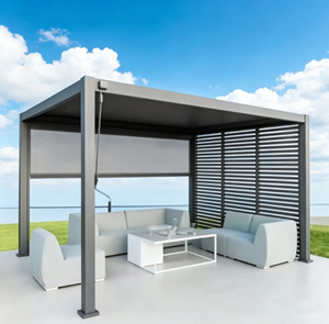 Retractable louver aluminum gazebo Rustproof Garden Outdoor Aluminium Pavilion For Courtyard Motorized aluminum pergola pavilion - Product Image 1