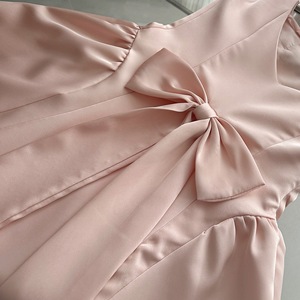 Robe en coton et soie élégante pour jeune femme, nouvelle collection été 2026 <span class=keywords><strong>Simai</strong></span>, col rabattu, nœud papillon, jupe mi-longue - Product Image 5