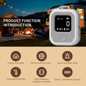 3-in-1 Tragbarer Gasdetektor-<span class=keywords><strong>Alarm</strong></span> für Outdoor-Camping mit Kohlenmonoxid-, Temperatur- und Feuchtigkeitswarnung sowie Vibrationsalarm - Product Image 3