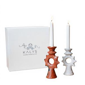 Portavelas de Cerámica Blanco Artesanal Heritage, Base de 7 cm, Altura de 21 cm, Linterna y Portavelas de Doble Uso - Product Image 2