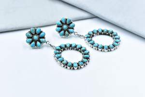 Boucles d'oreilles à tige en turquoise Mojave et argent sterling de haute qualité, faites à la main, pour femmes, boucles d'oreilles de fête de mariage, pierre naturelle - Product Image 2