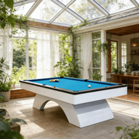 Mesa de Billar de Lujo con Base Curva de 9 pies y 9 Bolas, Superficie de Juego de Pizarra de 290*160cm, Mesa de Billar con Bolsillos de Goma para Sala de Juegos de Villa