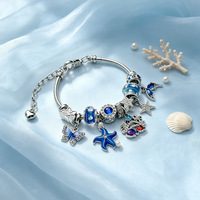 Bracelet en acier inoxydable plaqué or, étanche, avec étoile de mer, queue de baleine, crabe et papillon, tendance TikTok, par Fanhua Jewelry