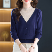 Großhandel Maßgeschneiderte Herbst-Winter-Damen-Strickpullover Weicher Wollmischung-Strickpullover Damen Einfacher Einfarbiger Pendler-Strickpullover