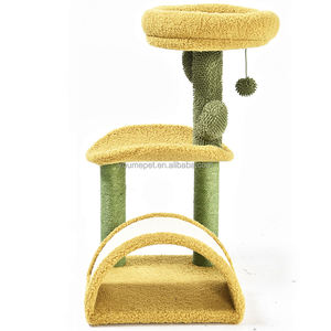 Arbre à chat en contreplaqué de style moderne YOUME avec tunnel, surface de grattage arquée, jeu interactif, certifié ISO et BSCI - Product Image 3