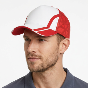 Gorra de Béisbol Personalizada, Tela Personalizada, Impresión por Sublimación en Blanco y Rojo, Estilo Deportivo Urbano, Diseño Triangular Moderno de 6 Paneles, Venta al Por Mayor - Product Image 1