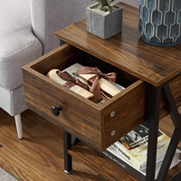 Cadre en bois personnalisé moderne Tables de chevet pour chambre à coucher Table de chevet rustique Tables d'appoint avec tiroir de rangement en bois