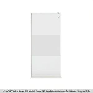 Walk In Shower Wall 45.3x76.8 Half Frosted ESG <b>Glass</b> <b>Bathroom</b> <b>Accessory</b> for Privacy and Style - Product Image 1