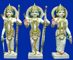รูปปั้นหินอ่อนสีขาวโบราณสวยงามพร้อม Mata Sita laxman และ hanuman หลากสีที่มีการออกแบบและรูปร่างที่ดีที่สุด - Product Image 3