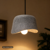 Lustre LED industriel pour plafond, en feutre PET, absorption acoustique, blanc chaud (3500K), corps rouge/gris, CRI 90, éclairage pour la maison et le bureau