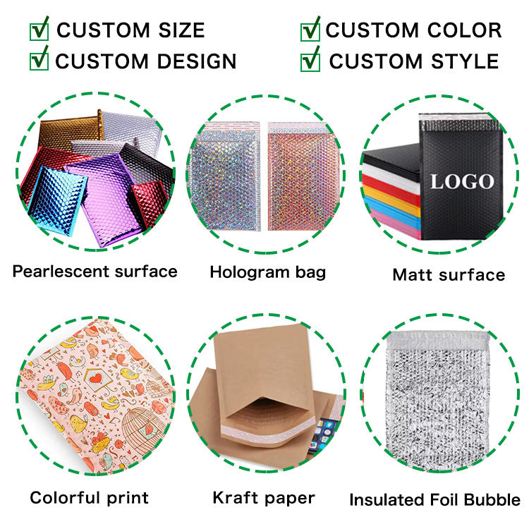 Custom Printed Design Poly Bubble Envelope for Courier Shipping