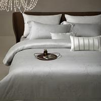 Parure de lit 4 pièces personnalisée en jacquard de coton lyocell argenté de luxe léger, housse de couette rafraîchissante et drap-housse, pour la maison