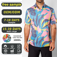 Kemeja Hawaii Pria Lengan Pendek Kancing Tunggal Motif Bunga Cetak, Obral Pabrik