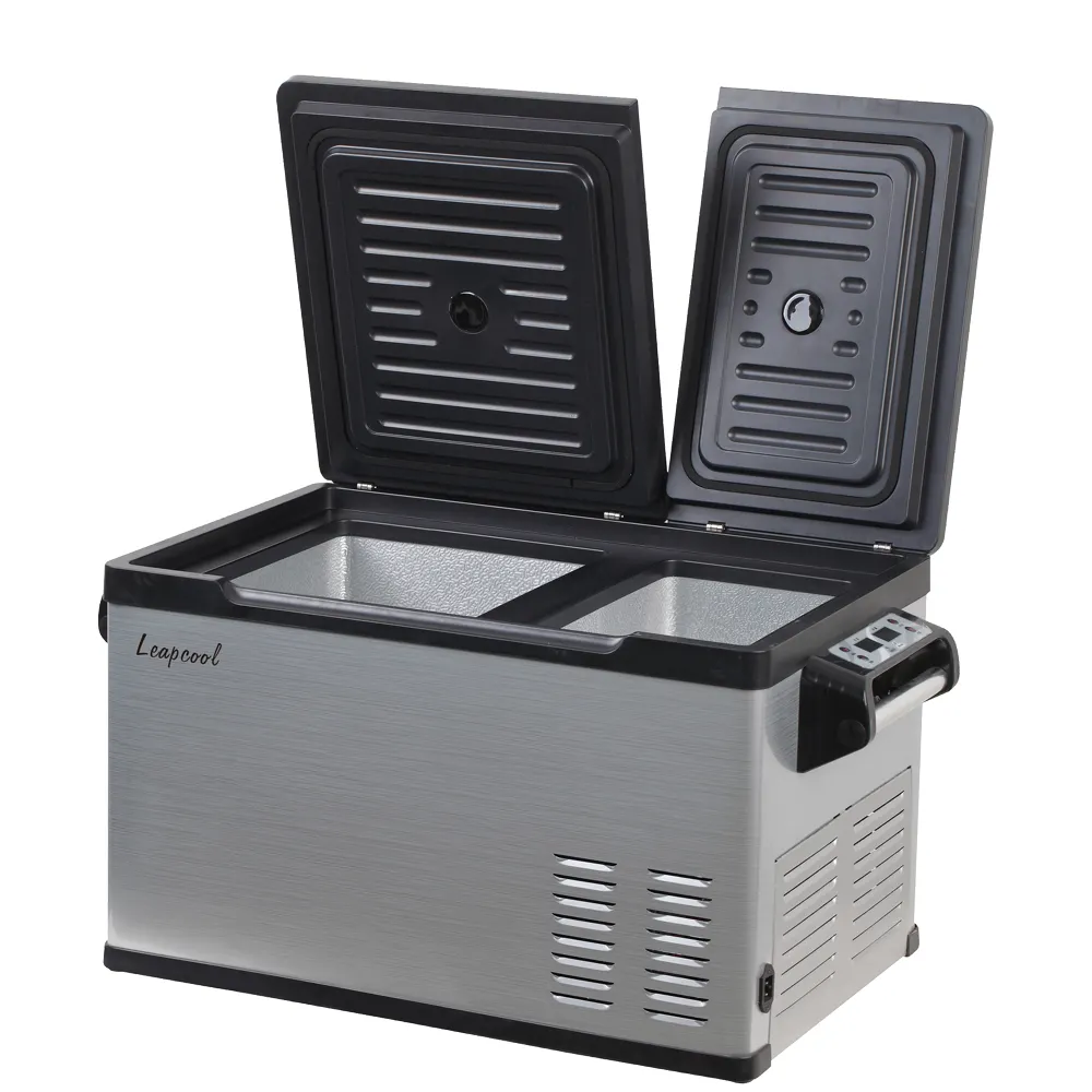30L kulkas surya freezer mobil lemari es dengan zona ganda baterai dapat dilepas kulkas mini di dalam mobil dan di rumah