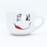 Tasse à soupe en céramique avec expression de visage clignotant, Mug fantaisie en porcelaine à œil bouffé, Tasse géante pour l'approvisionnement commercial et les organisations
