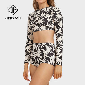 Maillot de bain de luxe en nylon à imprimé hawaïen, personnalisé OEM, pour femme, à manches courtes ou longues, protection solaire - Product Image 2