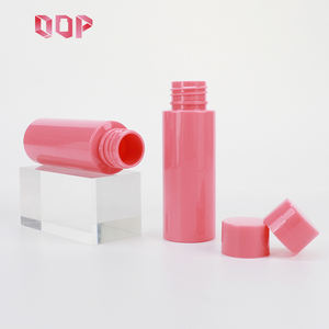 Bouteille en plastique PET rouge rose de 30 ml, 60 ml, 100 cc pour shampoing, sérum, lotion, design élégant, bouchon à vis, stock disponible, logo personnalisé - Product Image 1