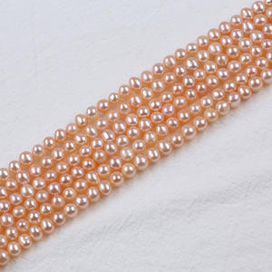 Kit de Collar y Pulsera de Perlas de Agua Dulce Naturales de 5-6 mm, Casi Redondas, Semiterminadas, Blancas con Tinte Rosa - Product Image 4