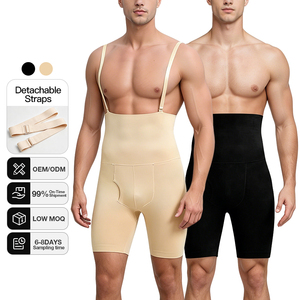 En gros Body sculptant pour hommes grandes tailles, sans couture, taille haute, effet ventre plat, rehausseur de fesses, avec bretelles réglables - Product Image 1