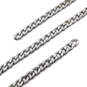 Chaîne cubaine en acier inoxydable de 2,2 mm à 11,5 mm, chaîne plate de haute qualité pour collier, porte-clés, chaîne de sac, plaqué argent 800 - Product Image 4