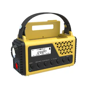 SY21 Manivela manual camping Radio DAB +/FM, Radio de emergencia portátil energía solar con batería recargable de 10000 MAh, dínamo, linterna LED