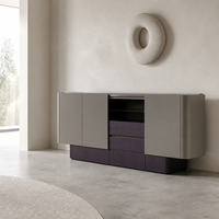 Buffet moderne minimaliste de 2 m en placage de chêne blanc naturel, armoire de salle à manger laquée vert armée pour mobilier de maison
