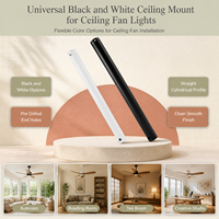 Tringle de suspension universelle en métal Guanghua pour ventilateur de plafond, finition mate, options noir et blanc, fixation par trous pré-perforés