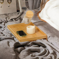 Offre Spéciale Plateau de Lit Pliant en Bambou Laqué pour Lit Superposé, Fixation sur Rail Latéral 0.6"-2.36" Sans Perçage, Gain de Place pour Dortoirs