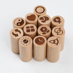 Colorful Wooden Figurines 48 Pc Set Laser Cut With Plush <b>Bag</b> Therapy Accessories - Product Image 2