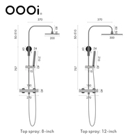 Ensemble de douche de pluie noire thermostatique de bain de haute qualité ensemble de robinet de salle de bain d'hôtel en laiton