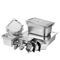 Bac Gastronorme Commercial en Acier Inoxydable 2/3 GN pour Réfrigérateur, Idéal pour Présentation de Crèmes Glacées