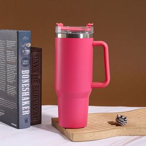 Mug de voyage H1.0 avec poignée, 40 oz, double paroi isolée, couvercle, paille, antidérapant, couleur personnalisée OEM - Product Image 2