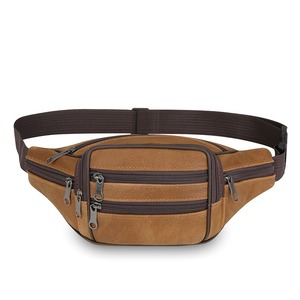 Sac banane unisexe en cuir noir pour homme, sac de voyage et de randonnée, en cuir de vachette composite, 7 poches - Product Image 3
