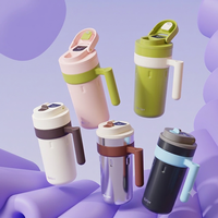 Mug isotherme intelligent en acier inoxydable à double paroi avec affichage de la température, poignée et couvercle à paille, 600 ml, tasse à café portable