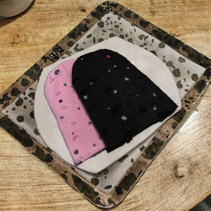 Women's Multi-color Rhinestone <b>Beanie</b> Hats-Solid Ribbed Knit 100% Acrylic Sports Casual Beach Business Style <b>Slouch</b> Caps - Product Image 3