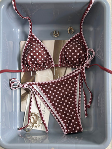 Fashion European American Style <b>Polka</b> <b>Dot</b> Halter Neck Tie up <b>Bikini</b> Women 2 Piece Swimwear Beach Resort Vacation Trip - Product Image 5