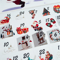 Calendrier de l'Avent de Noël 24 Jours, Boîte Vide Style Livre avec Fenêtre Découpée, Emballage Cadeau pour Bonbons et Jouets de Noël