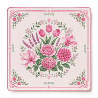 Table de Mahjong Américaine de Luxe Moderne avec Tapis Assorti Motif Floral Rose Tulipe Lavande en Acrylique pour 4 Joueurs Club Social OEM/ODM
